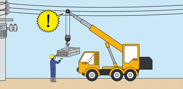 クレーン車や重機での作業時の注意